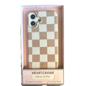 VELVET CAVIAR - Magsafe Case for Apple iPhone 16 Plus- Checker Nude White Tan